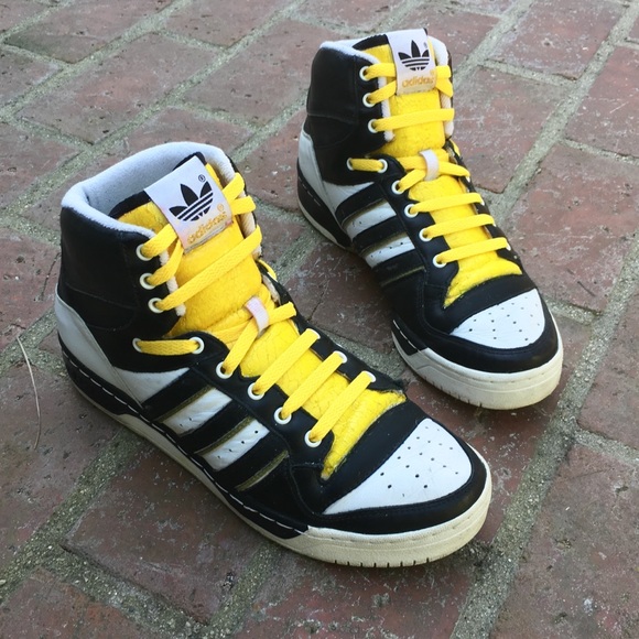 yellow adidas high tops